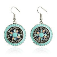 Ronde zilverkleurige dames oorbellen Ibiza multicolor turquoise - thumbnail