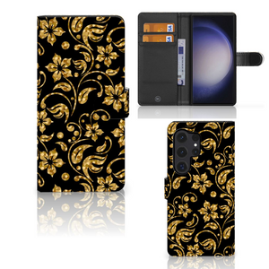 Samsung Galaxy S24 Ultra Hoesje Gouden Bloemen