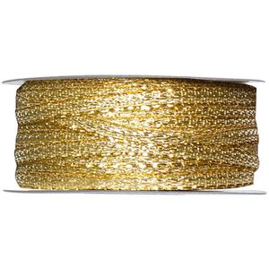 1x Gouden sierlinten metallic op rol 3 mm x 25 meter cadeaulint verpakkingsmateriaal   -