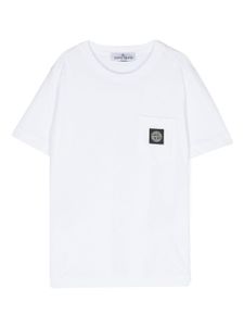 Stone Island Junior t-shirt en coton à patch logo - Blanc