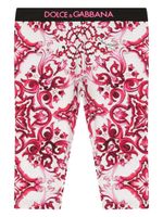 Dolce & Gabbana Kids legging en coton à imprimé Majolica - Rouge