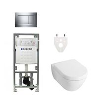 Villeroy Boch Subway 2.0 DirectFlush Toiletset - softclose - geberit reservoir - bedieningsplaat chroom sigma30 - wit 0701131/0124060/ga26028/sw61797/