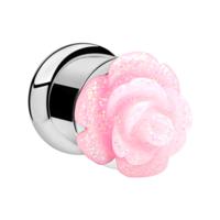 Double Flared Tunnel met bloemenaccessoire Chirurgisch staal 316L Tunnels & Plugs