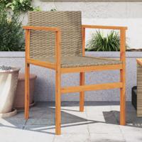 Tuinstoelen 2 st poly rattan en massief hout beige - thumbnail