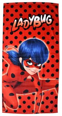 Zagtoon Ladybug strandlaken rood/zwart junior 70 x Zagtoon Ladybug strandlaken rood/zwart junior 70 x
