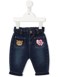 Moschino Kids jean droit à logo imprimé - Bleu