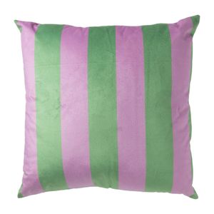 Kussen streep - groen/roze - 45x45 cm