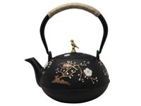 Sakura Tea Theepot Gietijzer Zwart Bloemenprint 1 Liter