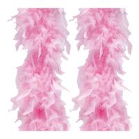 Carnaval verkleed boa met veren - 2x - roze - 180 cm - 45 gram - Glitter and Glamour - thumbnail