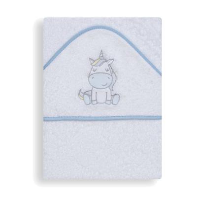 Interbaby Badcape Eenhoorn Junior 100 Cm Katoen Wit/blauw