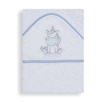 Interbaby Badcape Eenhoorn Junior 100 Cm Katoen Wit/blauw