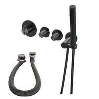 Inbouwthermostaatset Brauer Gunmetal Carving Incl Staafhanddouche En Badafvoer Geborsteld Gunmetal Brauer