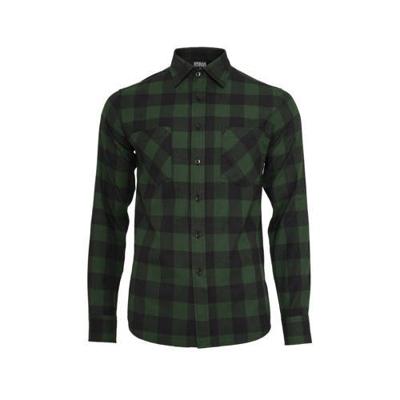 Urban Classics geruit flanellen slim fit overhemd donkergroen/zwart Urban Classics geruit flanellen slim fit overhemd donkergroen/zwart