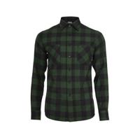 Urban Classics geruit flanellen slim fit overhemd donkergroen/zwart