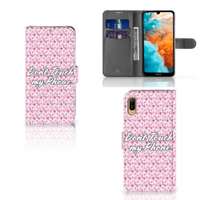 Huawei Y6 (2019) Portemonnee Hoesje Flowers Pink DTMP - thumbnail