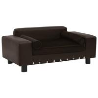 Hondenbank 81x43x31 cm pluche en kunstleer bruin