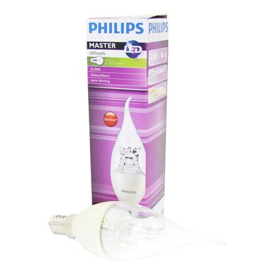 Philips MASTER LEDcandle E14 gebogen punt Kroon Helder 4W 250lm - 822-827 Dim naar Warm | Dimbaar - Vervangt 40W Philips MASTER LEDcandle E14 gebogen punt Kroon Helder 4W 250lm - 822-827 Dim naar Warm | Dimbaar - Vervangt 40W