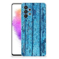 Samsung Galaxy A73 5G Bumper Hoesje Wood Blue - thumbnail