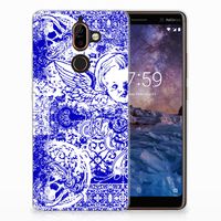 Silicone Back Case Nokia 7 Plus Angel Skull Blauw - thumbnail