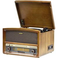 Reflexion HIF1937 Retro-stereoset FM, CD, Cassette, Platenspeler, USB Behuizing van echt hout, Opnamefunctie, Incl. afstandsbediening 2 x 20 W Hout