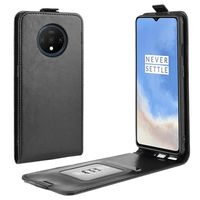 OnePlus 7T Verticale Flip Case met Kaartsleuf - Zwart - thumbnail