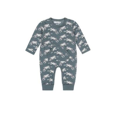 Dirkje baby boxpak met biologisch katoen grijsgroen/wit