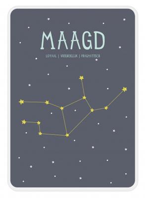 Milestone poster sterrenbeeld Maagd (NL) A4 formaat papier donkerblauw/wit Milestone poster sterrenbeeld Maagd (NL) A4 formaat papier donkerblauw/wit