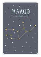 Milestone poster sterrenbeeld Maagd (NL) A4 formaat papier donkerblauw/wit