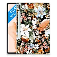 Siliconen Hoesje voor Samsung Galaxy Tab S7FE Dark Flowers - thumbnail