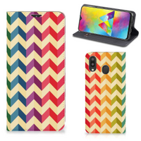 Samsung Galaxy M20 Hoesje met Magneet Zigzag Multi Color - thumbnail