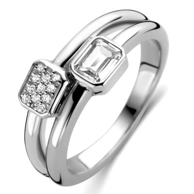 TI SENTO-Milano 12275ZI Ring zilver-zirconia zilverkleurig-wit TI SENTO-Milano 12275ZI Ring zilver-zirconia zilverkleurig-wit