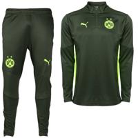 PUMA Borussia Dortmund Trainingspak 1/4-Zip 2024-2025 Groen Geel - thumbnail