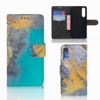 Huawei P30 Bookcase Marble Blue Gold - thumbnail