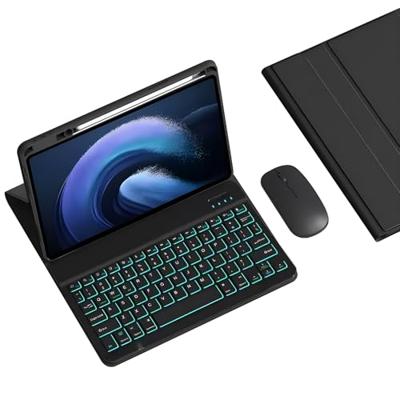 Toetsenbordhoes Voor Redmi Pad Pro12.1 Inch, 7 Kleuren Verlicht Afneembaar Draadloos Bluetooth-Toetsenbord Met Ingebouwde Potloodhouder, Tabletmuis,zwart