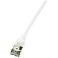 LogiLink CQ9021S RJ45 Netwerkkabel, patchkabel CAT 6A U/FTP 0.50 m Wit Extreem dun, Vlambestendig, Flexibel, Folie afscherming, Halogeenvrij, Snagless,