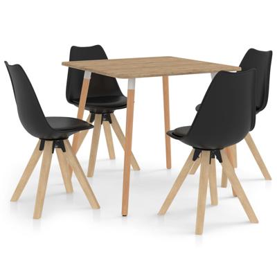 vidaXL 5-delige Eethoek zwart