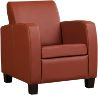 Donkercognac leren landelijke fauteuil Joy - poot hout bruin - Toledo Leer Terra (donkercognac leer)