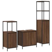 vidaXL 3-Delige Badkamermeubel Set in Bruin Eiken Gefabriceerd Hout