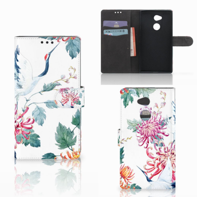 Sony Xperia XA2 Ultra Telefoonhoesje met Pasjes Bird Flowers Sony Xperia XA2 Ultra Telefoonhoesje met Pasjes Bird Flowers