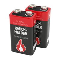 2x ANSMANN Alkaline 9 V rookmelder-blokbatterij – E-blok alkaline (2 stuks)