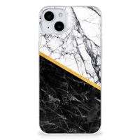 iPhone 15 TPU Siliconen Hoesje Marmer Wit Zwart - Origineel Cadeau Man