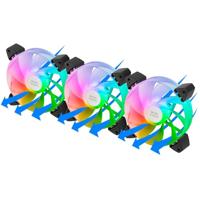 Mars Gaming MF-3AR, Kit 3x 120mm FDB Fans, Omgekeerde Bladen, 360° ARGB Verlichting Zonder Frame, Volledige Ringverlichting, PC Fans met Totale ARGB Compatibiliteit, Dubbele Connector, Zwart