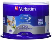 Verbatim 43812 BD-R Datalife 25 GB 6x schrijfsnelheid onbewerkte bedrukbare 50 spindel