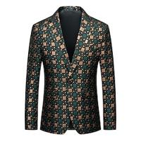 Herenblazer met print fashion party klassieke blazer jas geruite blazer normale standaard pasvorm enkele rij knopen met één knoop groen 2024 Lightinthebox