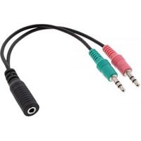 InLine 0.15m, 3.5mm/2x3.5mm audio kabel 0,15 m Zwart - thumbnail