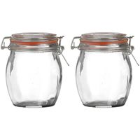 Weckpot/inmaakpot - 2x - 750 ml - glas - met beugelsluiting - D11 x H14 cm