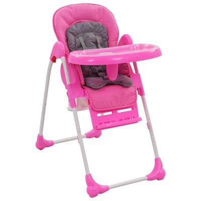vidaXL Kinderstoel hoog roze en grijs vidaXL Kinderstoel hoog roze en grijs