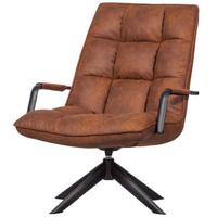 WOOOD Jouke Draaifauteuil - Kunstleer - Cognac - 96x70x85 - thumbnail