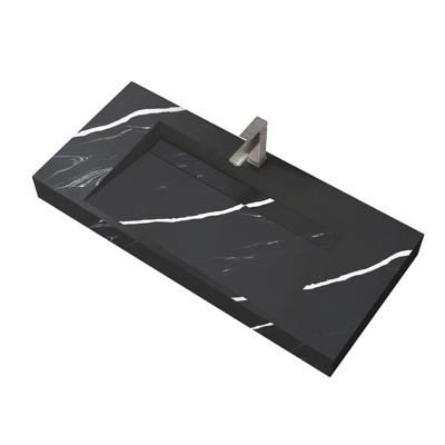 Wastafel Hangend Marble Rechthoek 120.2x45.2x8cm Solid Surface Marmerlook Zwart Zonder Kraangat Wastafel Hangend Marble Rechthoek 120.2x45.2x8cm Solid Surface Marmerlook Zwart Zonder Kraangat