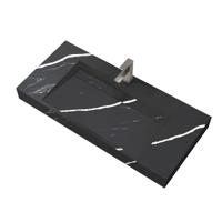 Wastafel Hangend Marble Rechthoek 120.2x45.2x8cm Solid Surface Marmerlook Zwart Zonder Kraangat